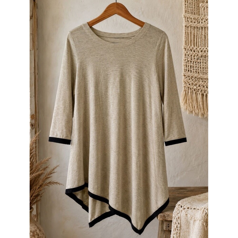 Chelsea & Theodore Women’s Asymmetrical Swing Tunic 3/4 Sleeve Blouse Medium